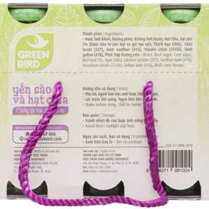 6 chai nước yến sào hạt chia Green Bird 185ml
