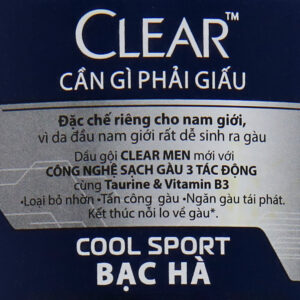 Dầu gội sạch gàu Clear Men Cool Sport bạc hà 370g