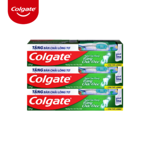 Kem đánh răng Colgate ngừa sâu răng răng chắc khỏe 225g/ tuýp tặng bàn chải lông tơ cao cấp Thái Lan
