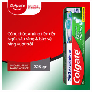 Kem đánh răng Colgate ngừa sâu răng răng chắc khỏe 225g/ tuýp tặng bàn chải lông tơ cao cấp Thái Lan