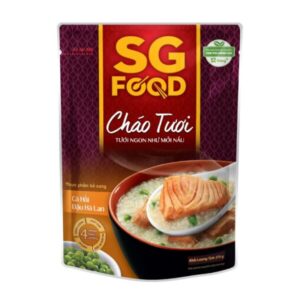 Cháo tươi cá hồi đậu hà lan SG food