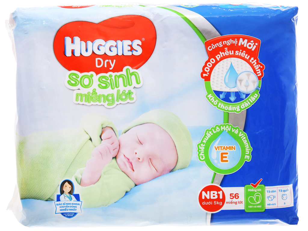 Tã dán Huggies Dry Size S 24 miếng cho trẻ 48 kg suachobeyeuvn