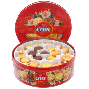 Bánh quy kẹp kem thập cẩm Cosy hộp thiếc 840g