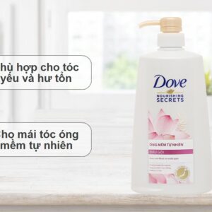 Dầu gội Dove chiết xuất hoa sen nhật và nước gạo cho tóc óng mềm tự nhiên 640g